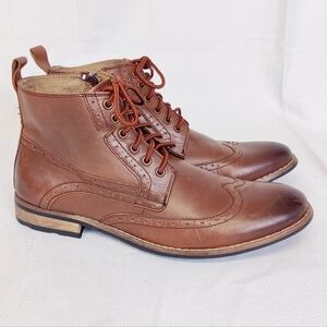 Steve Madden 'Helper' Chukka Boots Brogue Wingtip Leather Brown Mens Sz 8